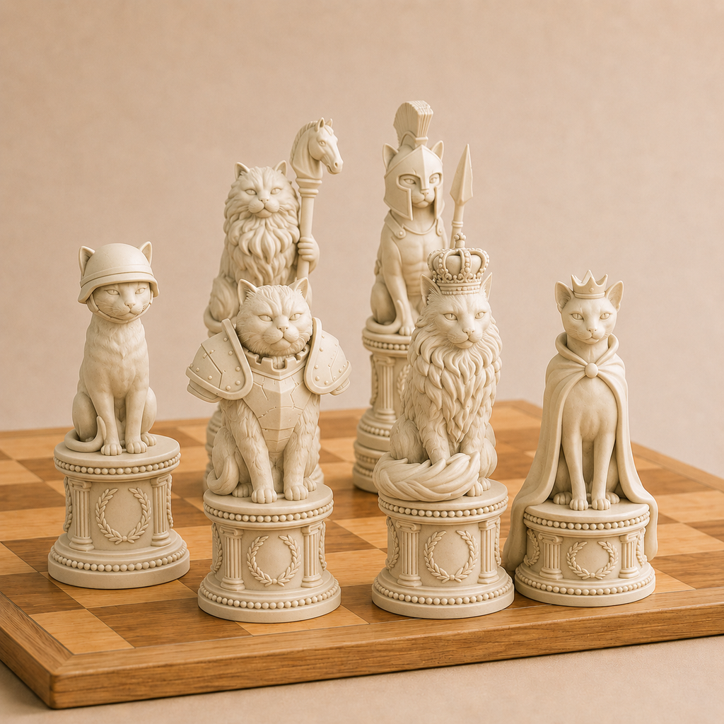Worrier Cat Chess Pieces
