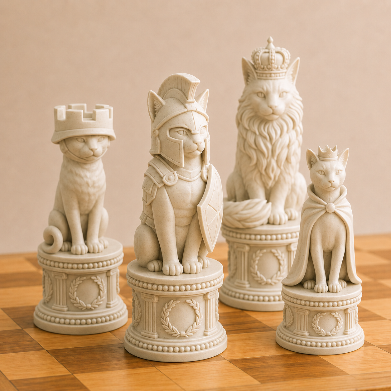 Worrier Cat Chess Pieces