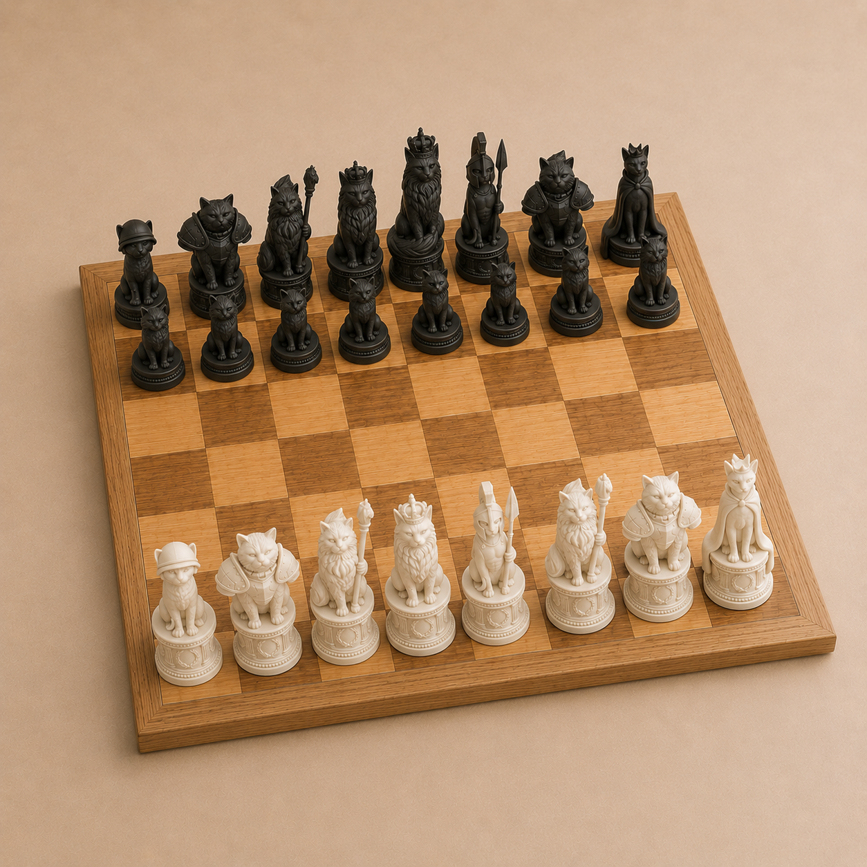 Worrier Cat Chess Pieces