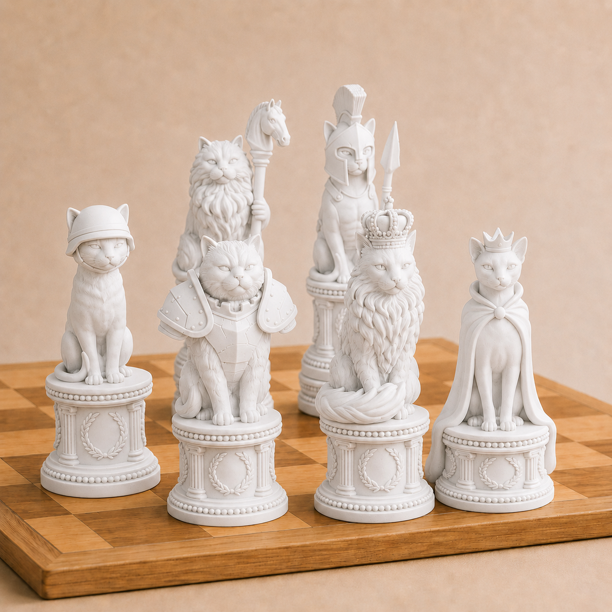 Worrier Cat Chess Pieces