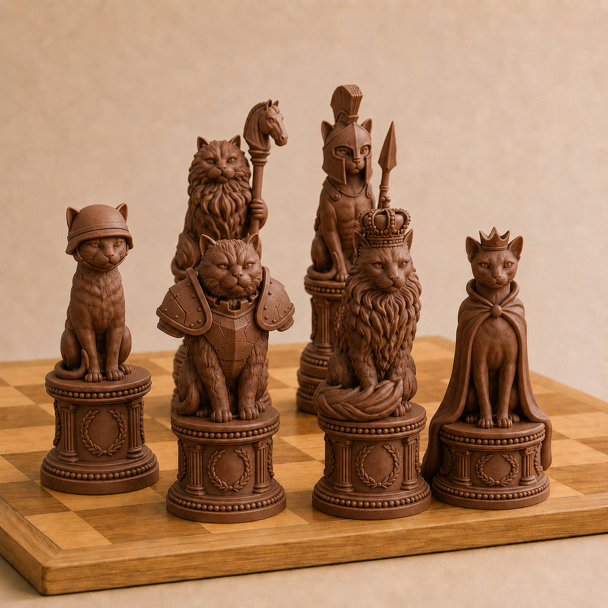 Worrier Cat Chess Pieces