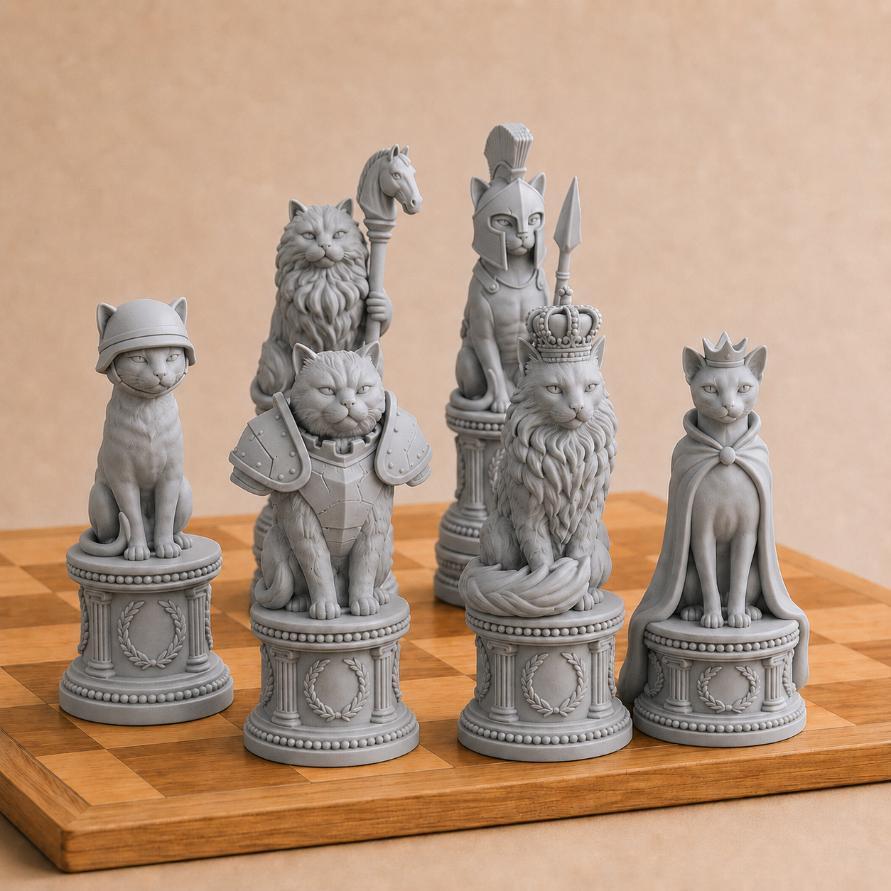 Worrier Cat Chess Pieces